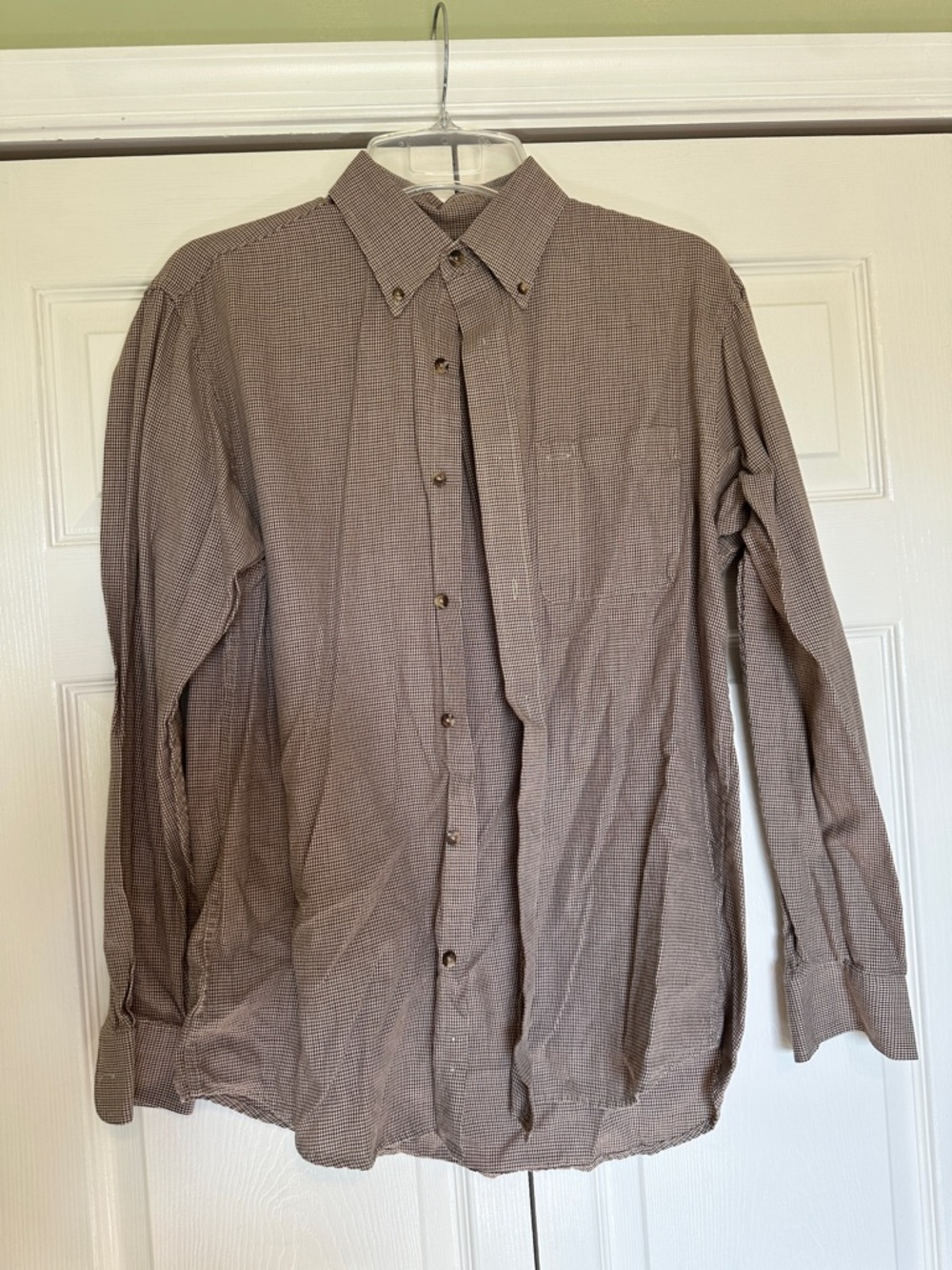 Arrow Men's Long-Sleeve Button-Down Shirt in Taupe Micro-Check